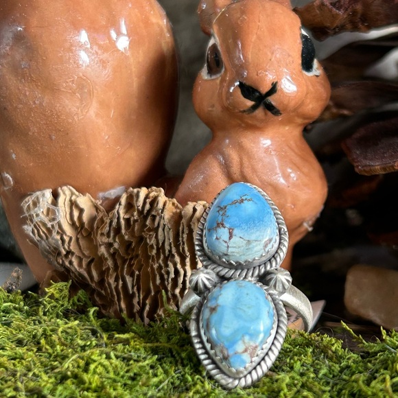 925 Sterling double golden hills ring